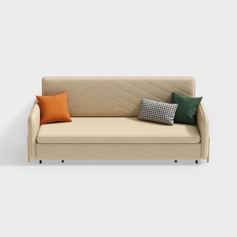Sofá cama King Sleeper de 2000 mm, tapizado en beige, convertible con espacio de almacenamiento