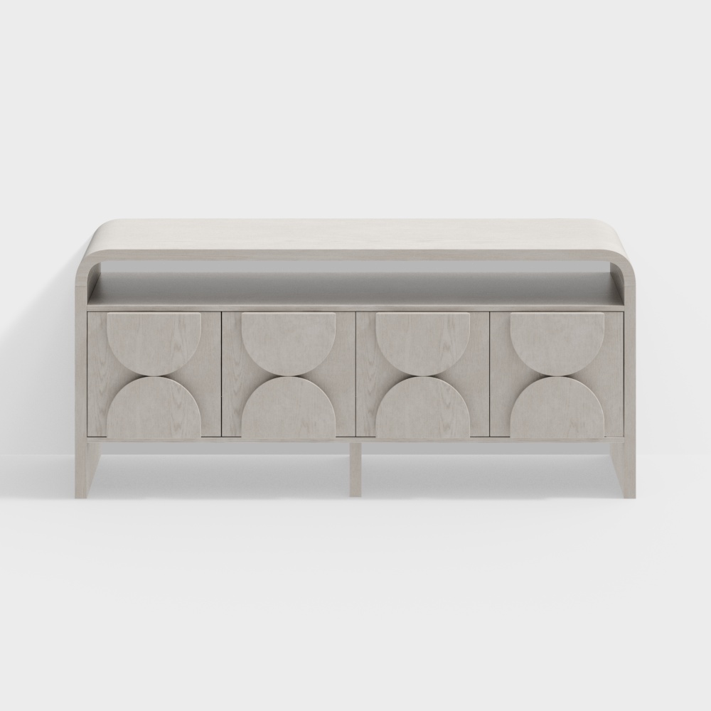 1800mm Wood Sideboard Buffet Japandi Distressed White Credenza Shelves & 4 Doors