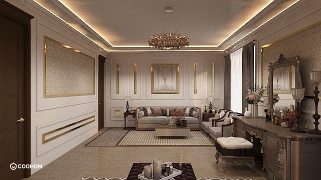 Art Deco Golden Living Room Elegance