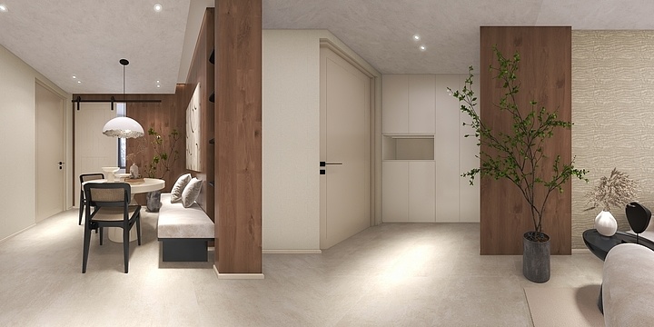 吉林瑞宝壁纸-嘉惠喜山88平-侘寂风-东方之珠系列产品-装修设计方案