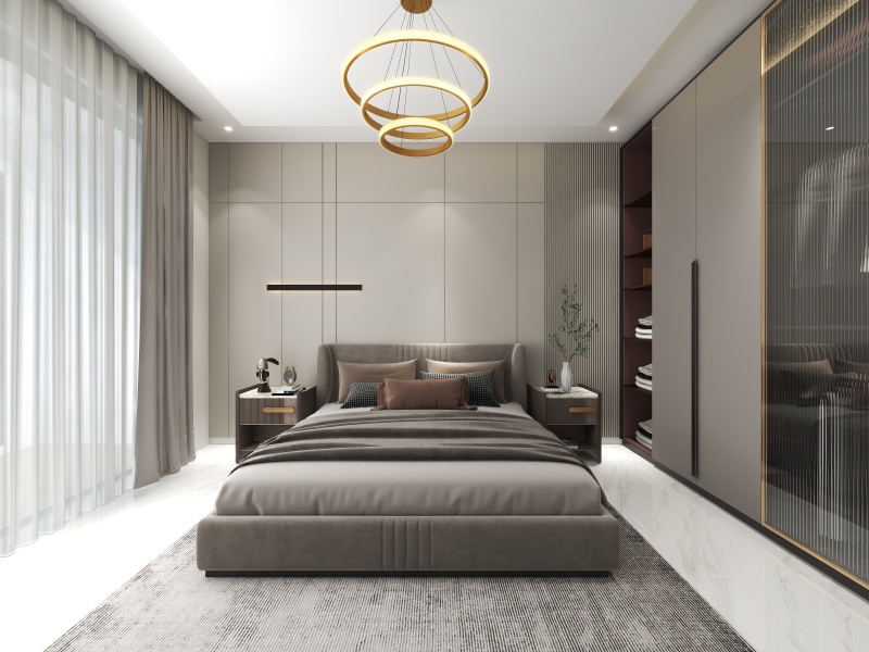 Modern Gray Bedroom with Contemporary Design