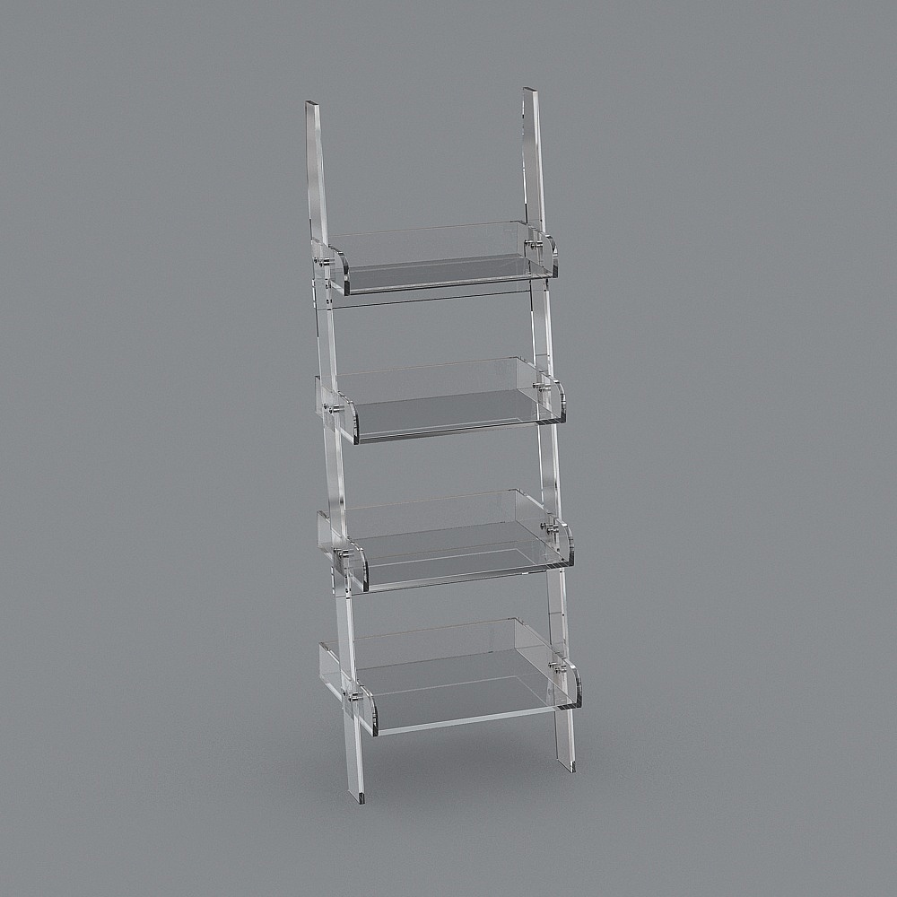 4-Shelf Ladder Bookshelf Modern Bookshelf Acrylic Clear Ladder Bookcase 