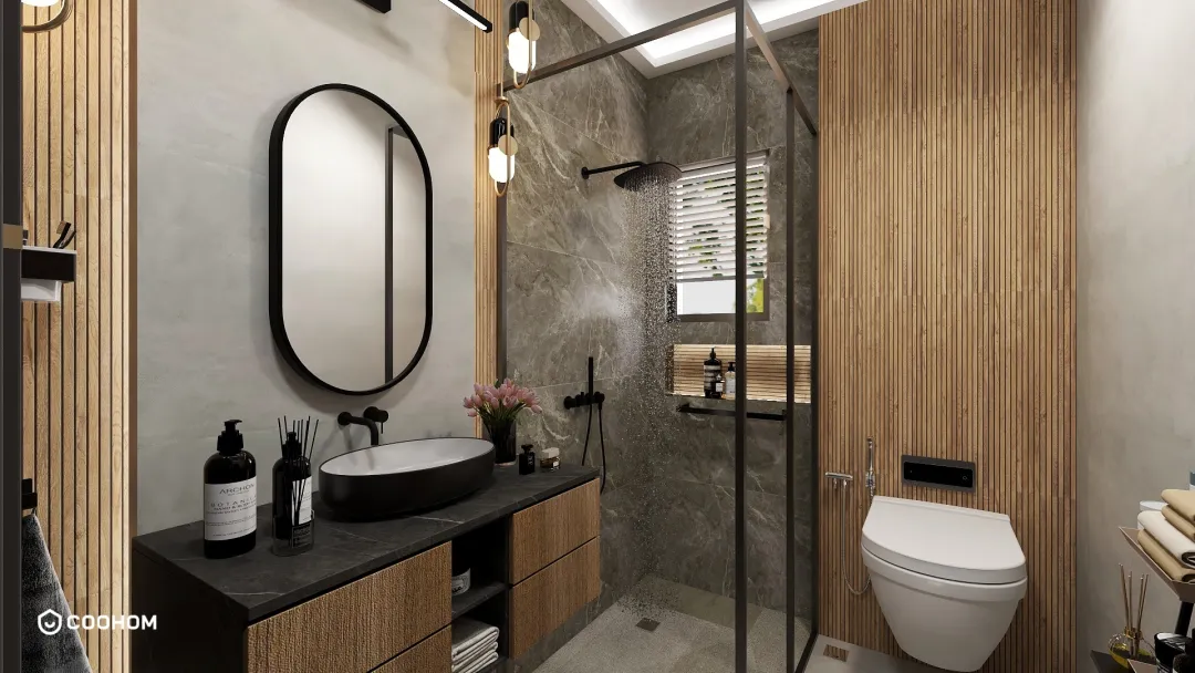 NoormArcInterioR的装修设计方案:Modern Grey Bathroom