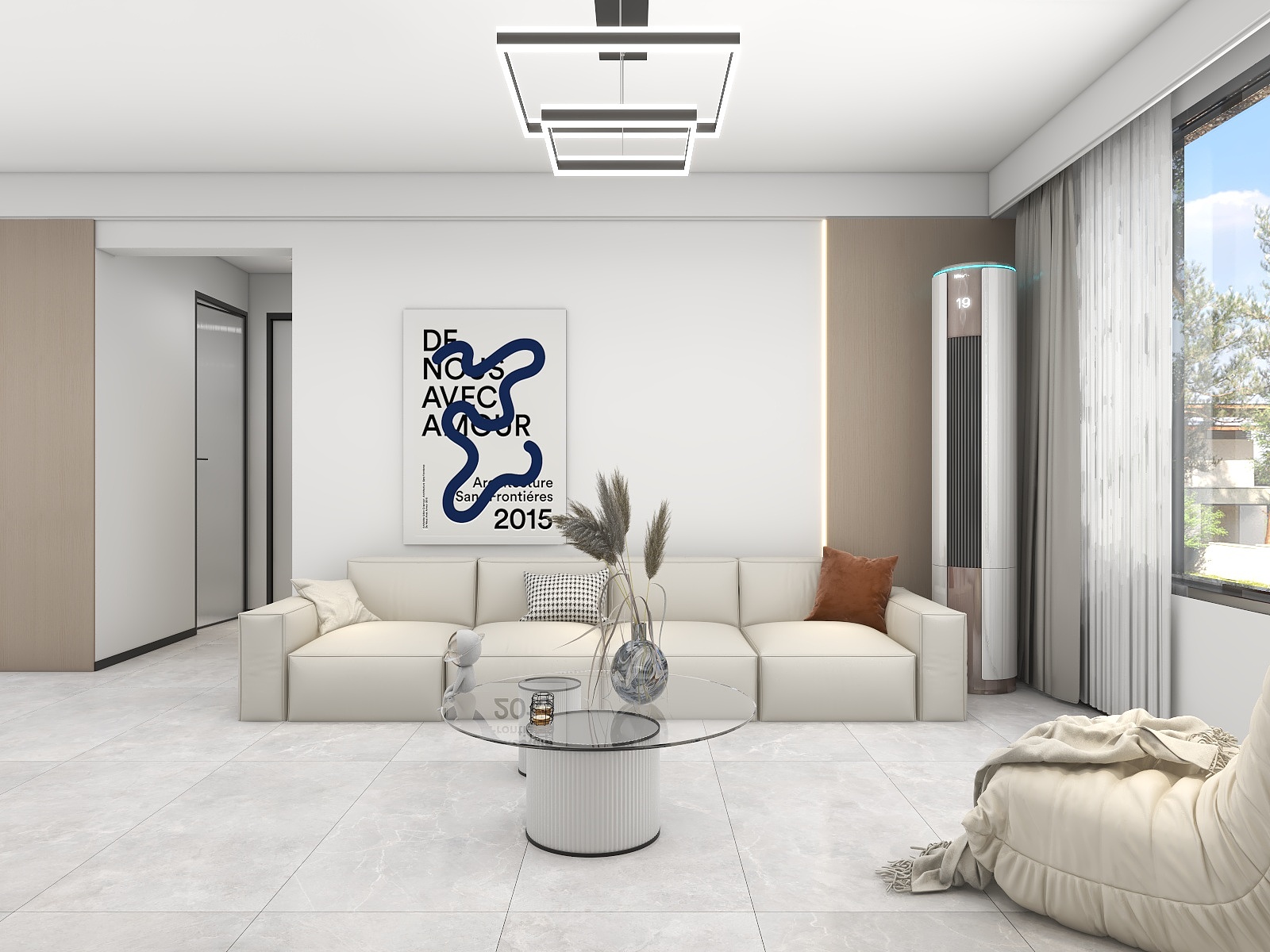 吴爽-现代简约风格三室设计装修效果图