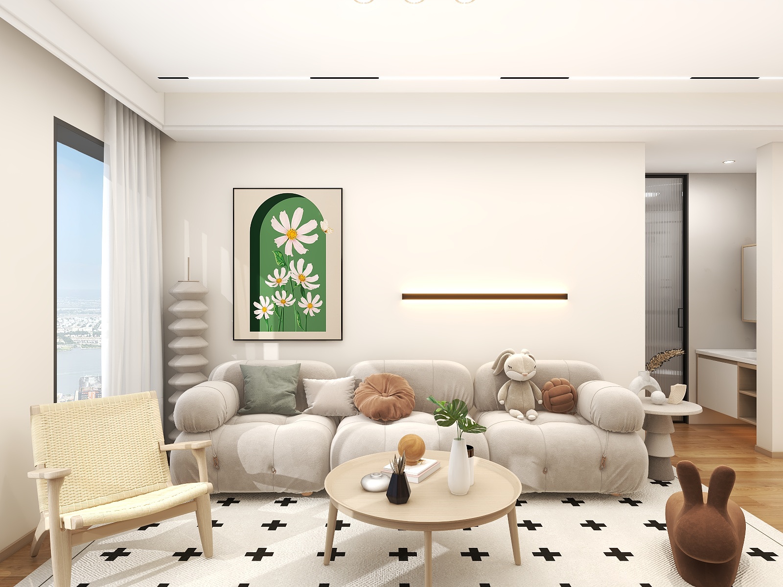 吴爽-131平米现代简约风格两室装修效果图