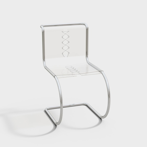 Modern Acrylic Dining Chair 3D Model in Black