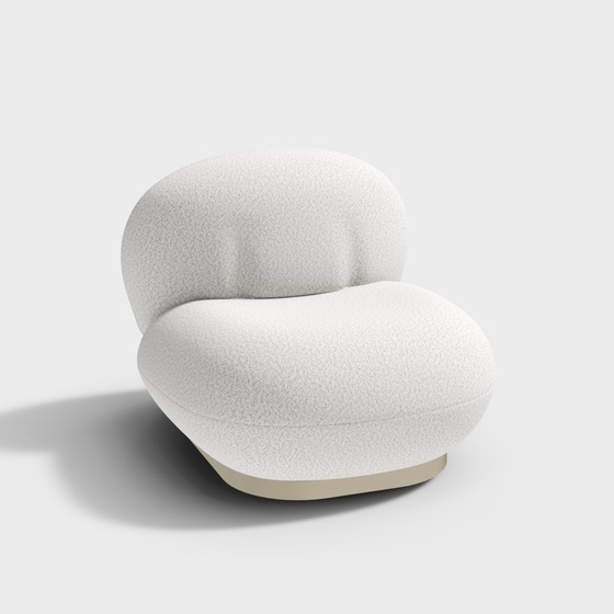 White Imitation Lamb Fabric Leisure Chair 3D Model