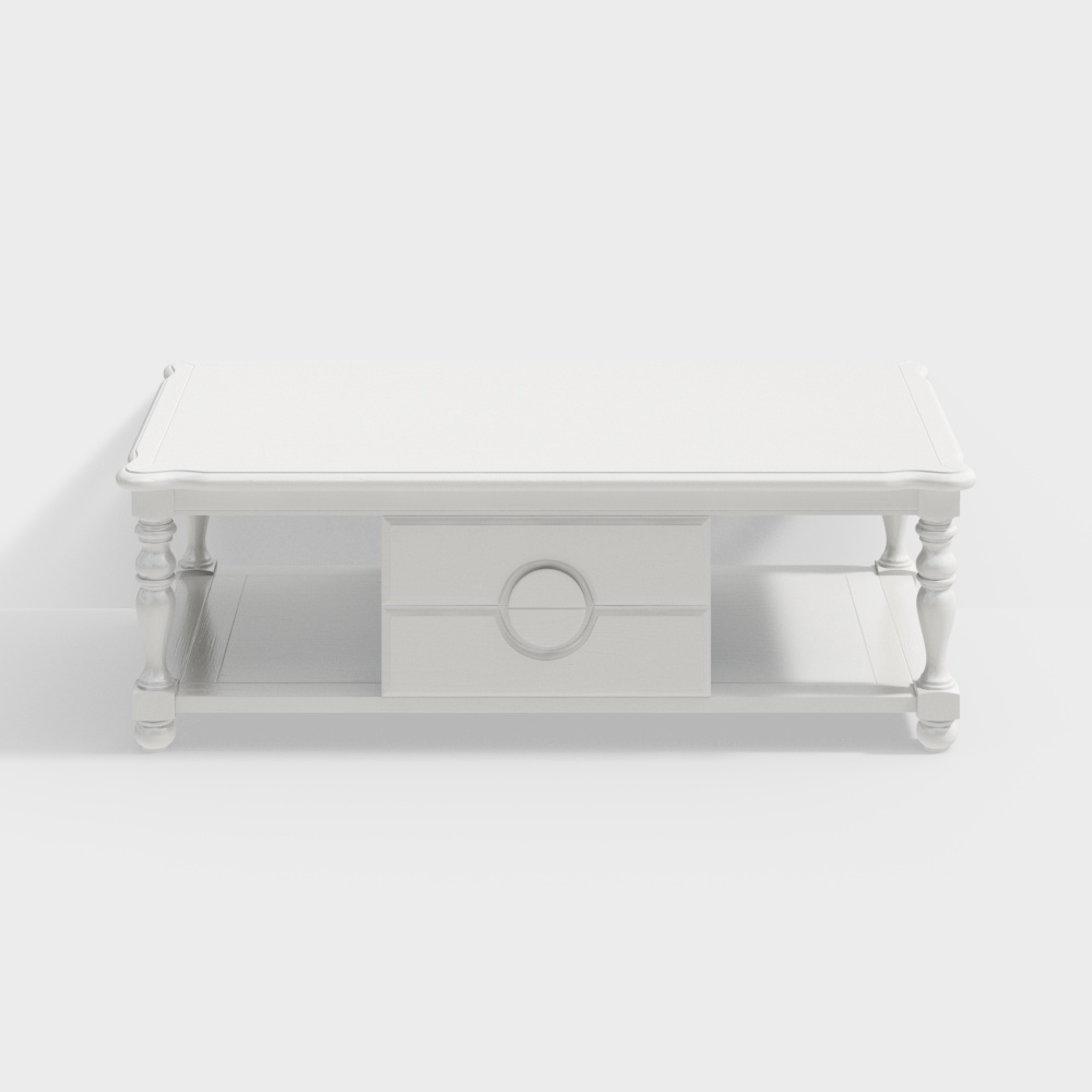 8951-长茶几-象牙白3D模型