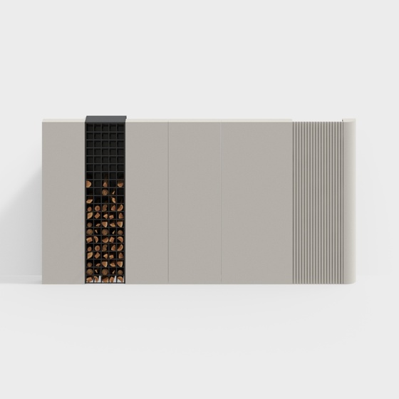 Modern Cream Style Background Wall 3D Model in Gray