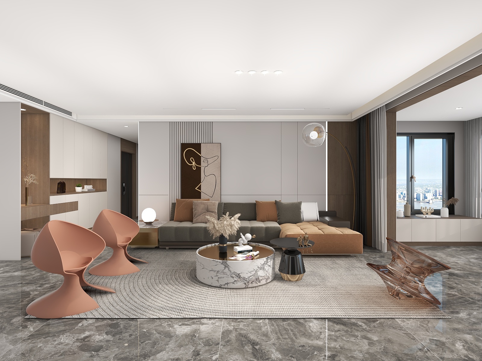 吴爽-121平现代简约风格两室装修效果图