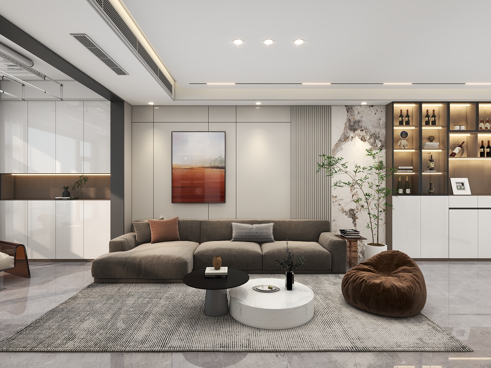 吴爽-135平米现代简约风格两室装修效果图