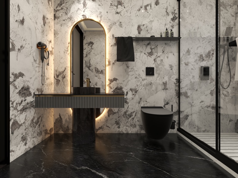 Modern Minimalist Gray Bathroom Design