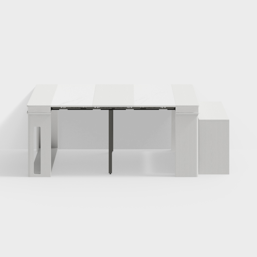 Aparador rectangular moderno de mesa de comedor extensible con espacio de almacenamiento en color blanco