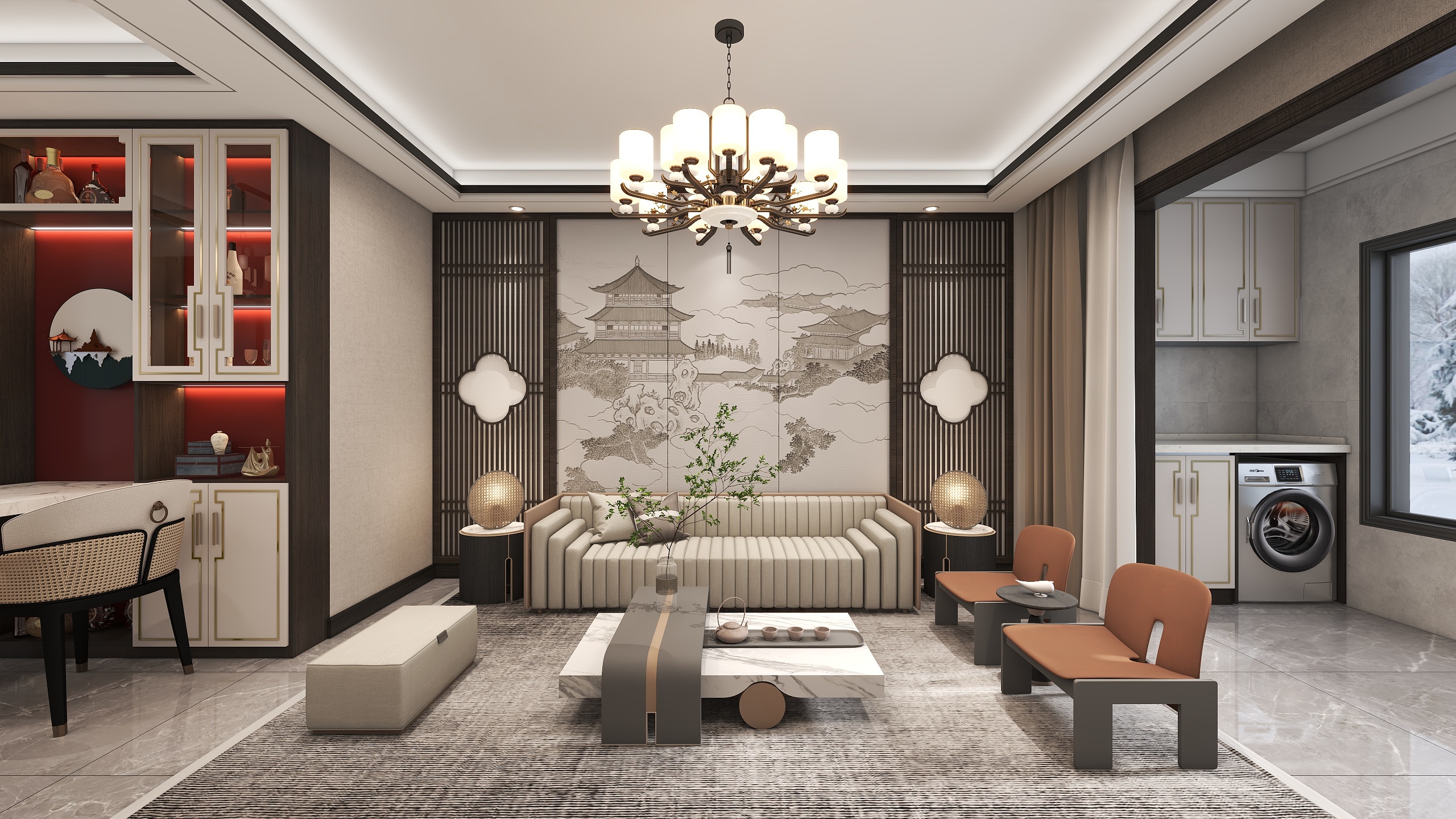 全案设计丨整家定制-新中式116㎡三居室装修效果图