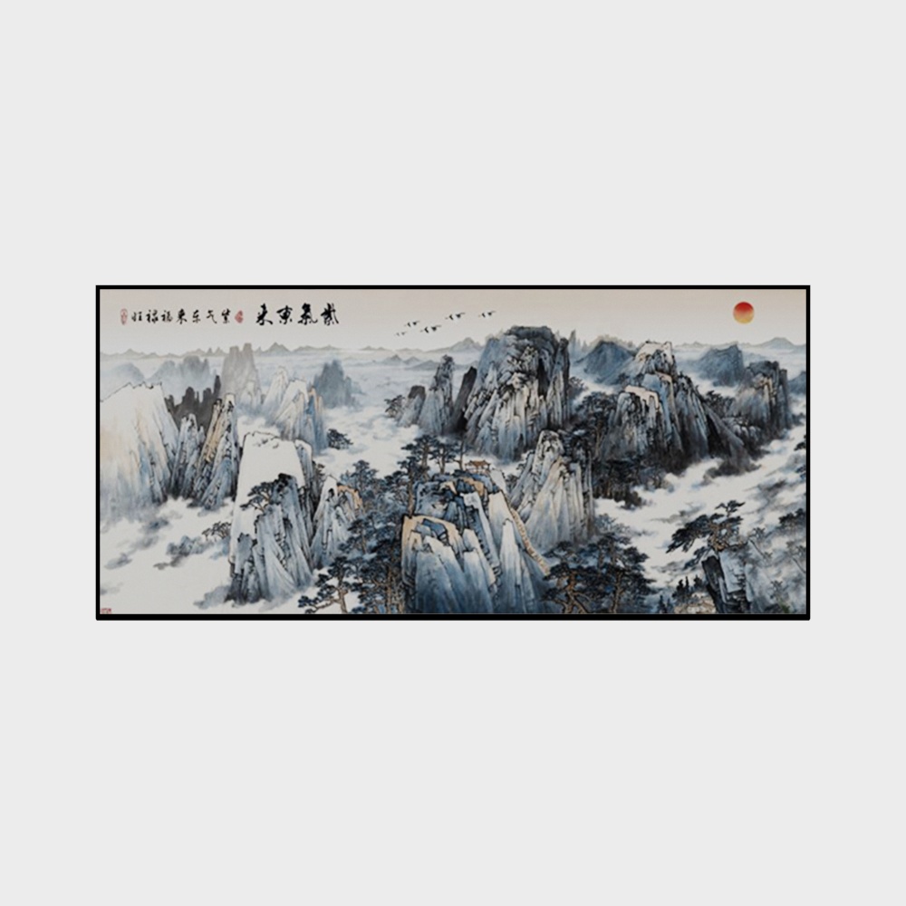 艾尔兰装饰画-新中式横版意境禅意装饰画水墨床头客厅挂画茶室接待厅瑜珈馆美容馆花枝花朵荷叶连藕山水画卧室客厅餐厅清新古风简约简洁家装工装装饰画