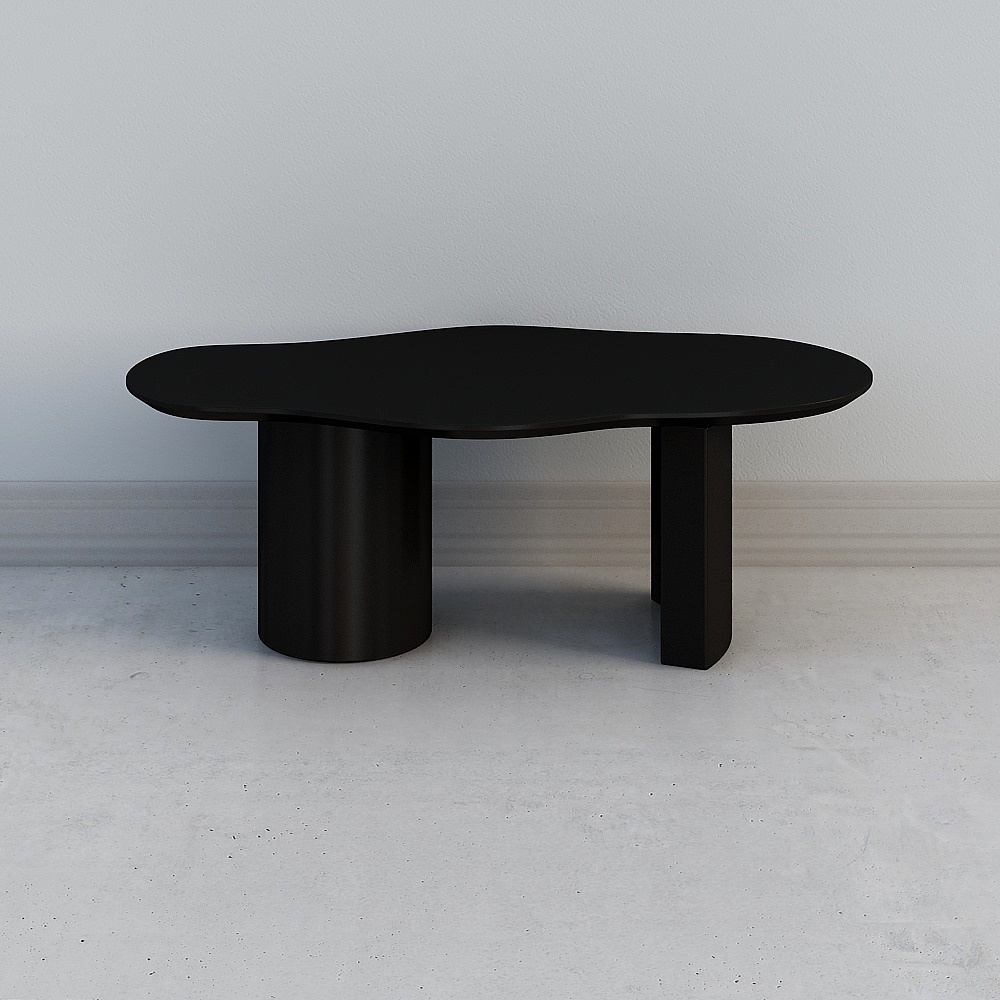 Table basse moderne abstraite en bois de 1200mm en forme de nuage en forme de nuage en noir