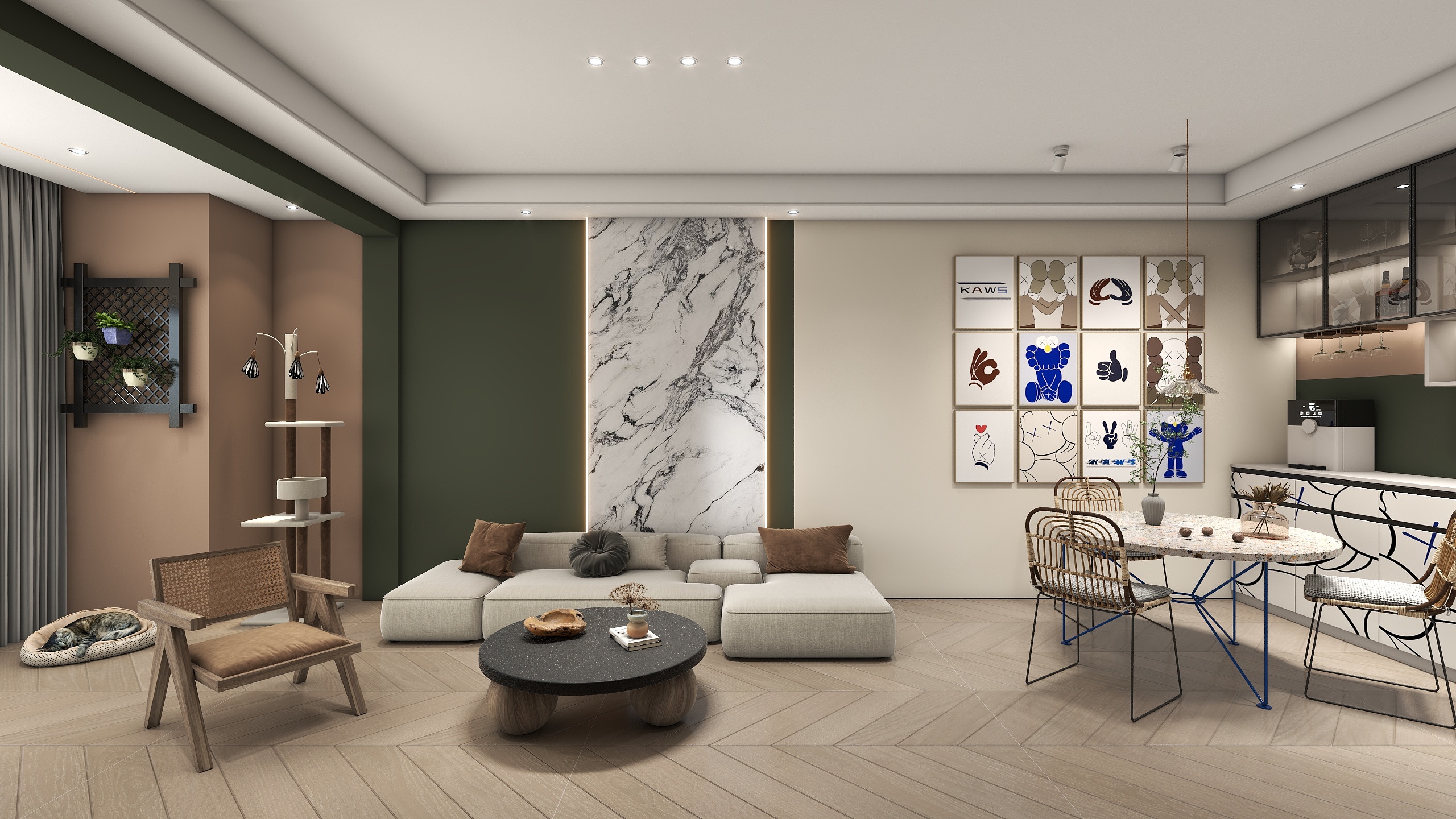 阿幽you-德信海德公园83.00㎡A2’3室2厅1卫1厨-装修设计方案