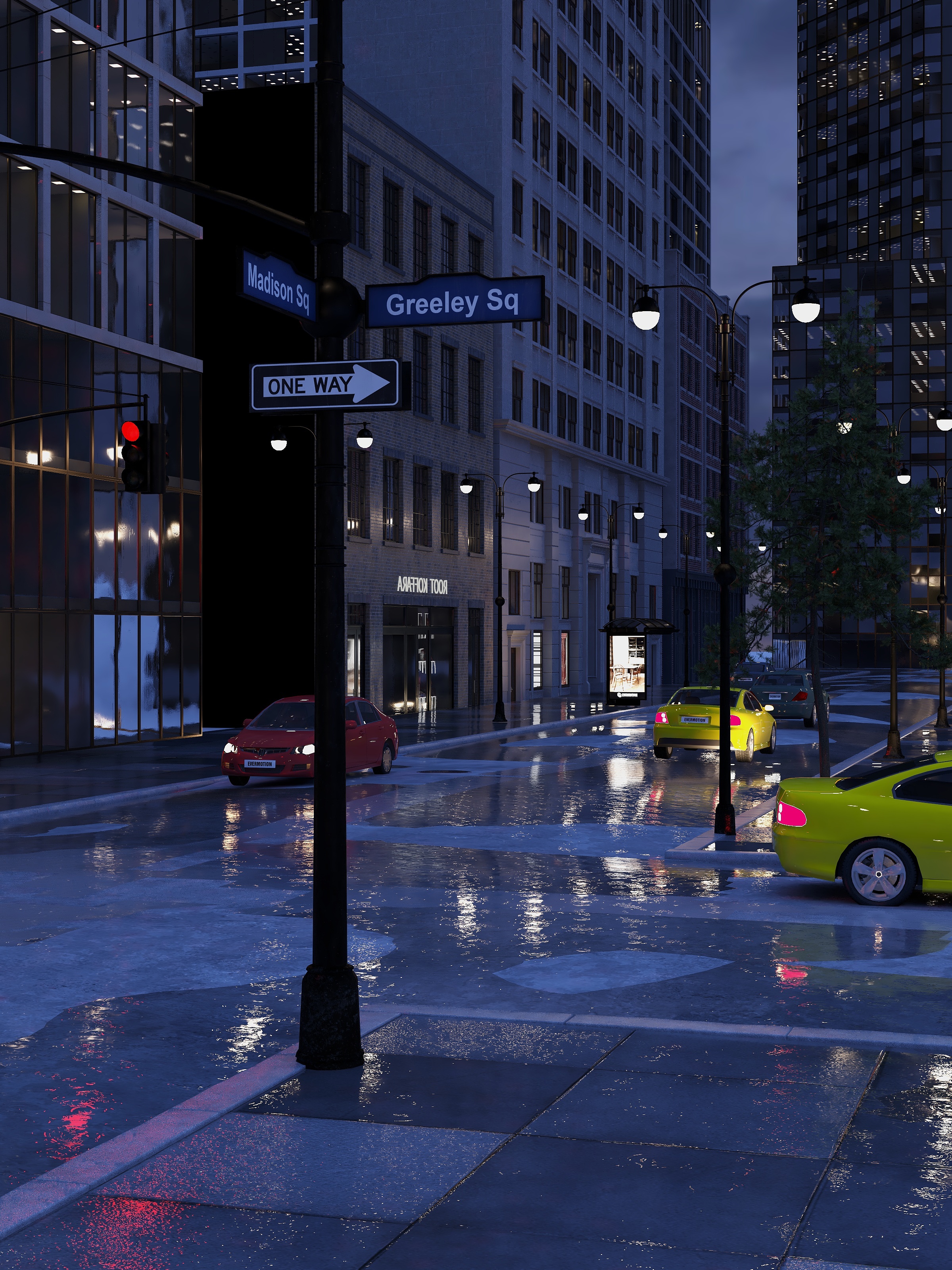 恩彩MrUs-城市街道夜景装修效果图