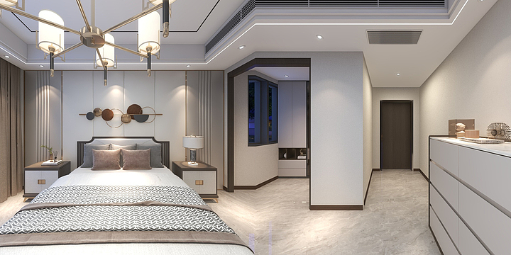 三幸设计-H-崇龛别墅新中式卧室-装修设计方案