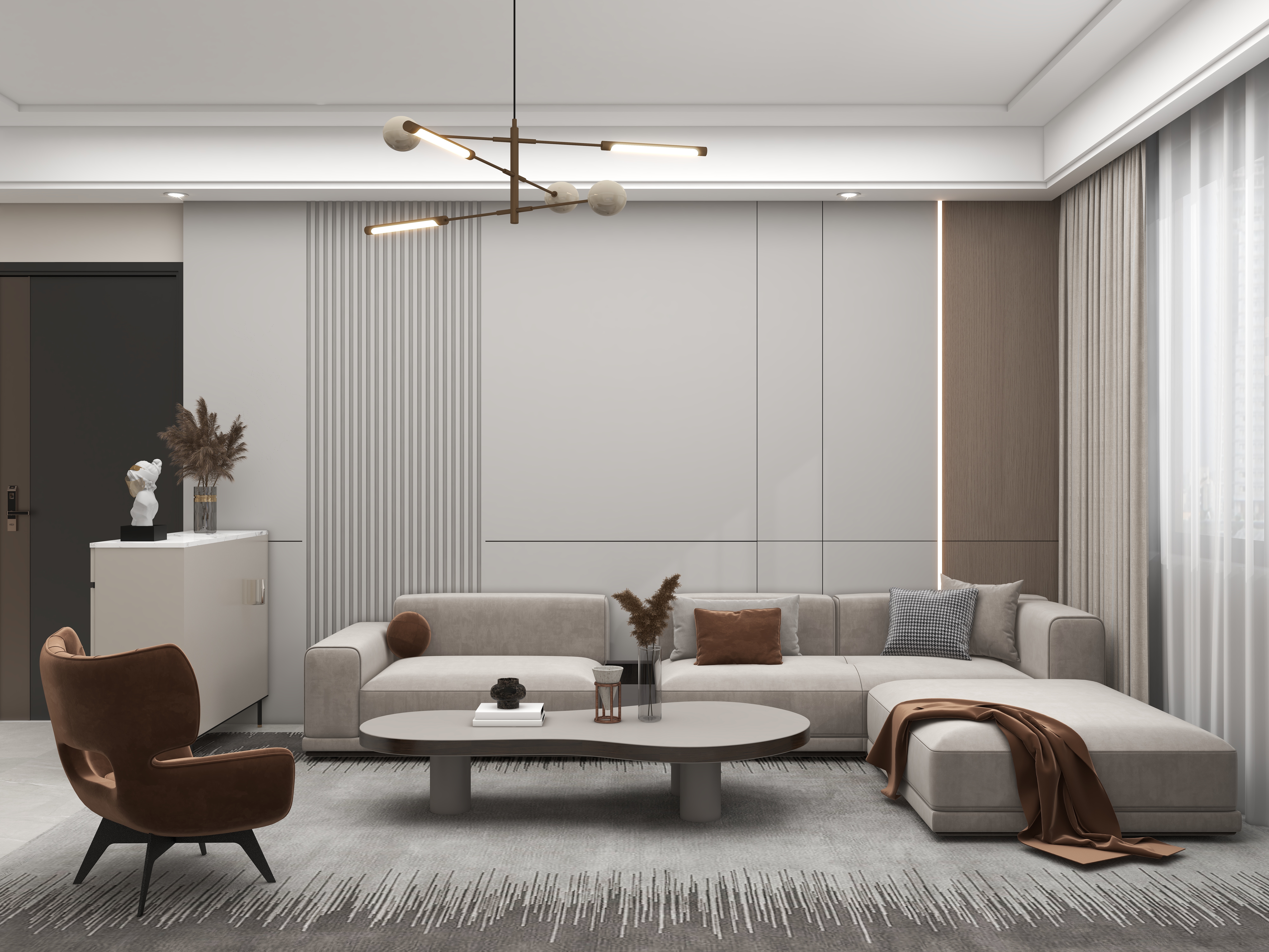 壹诺设计工作室-89㎡2室=现代风装修效果图