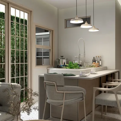 Modern Transitional Dining Room with Wood Tones