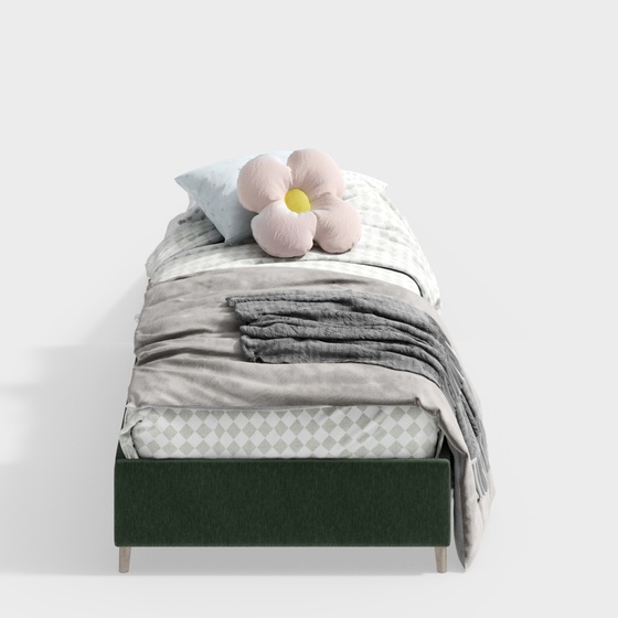 Modern Green Fabric Single Bed