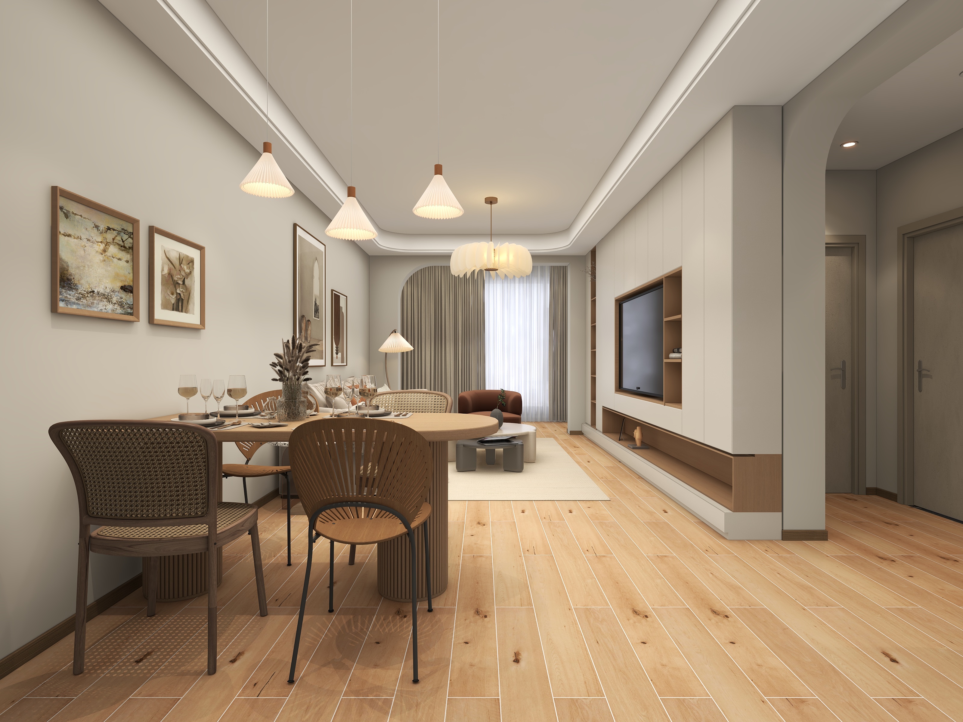 设计师邓杰-中德英伦联邦-原木奶油风装修效果图