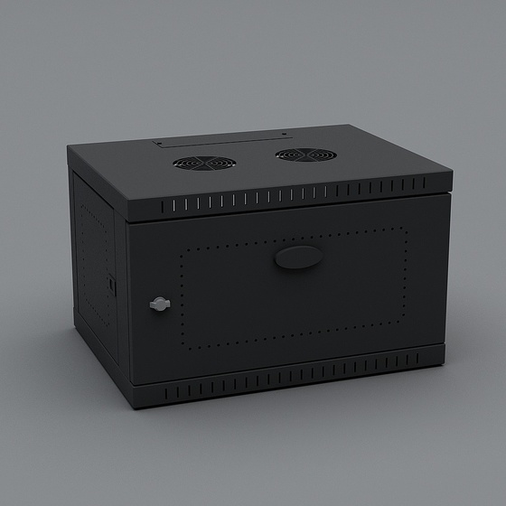 Black 6U Closed Rack 3D Model for Technical Spaces
