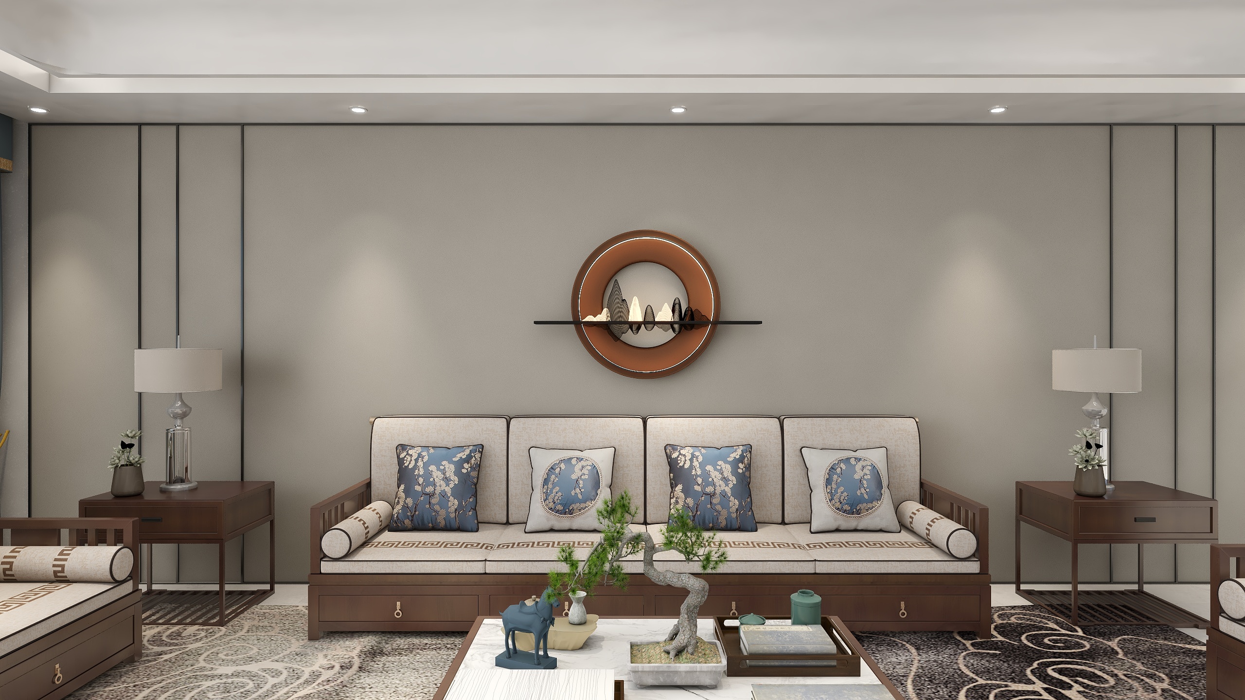 李青越-215平新中式四居室装修效果图