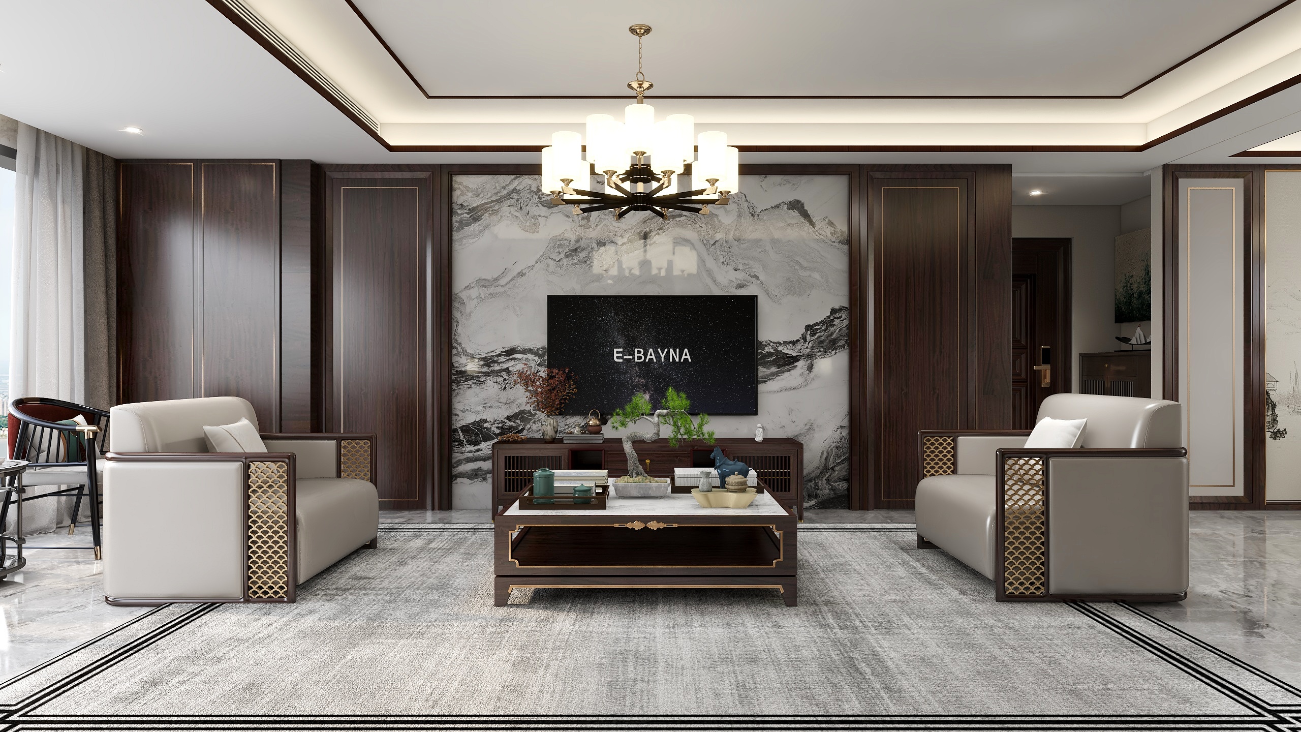 全案设计师一董工-140平新中式装修典雅宁静大气-装修设计方案