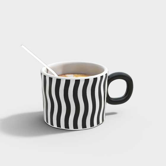 Modern Coffee Cup 3D Model in Black