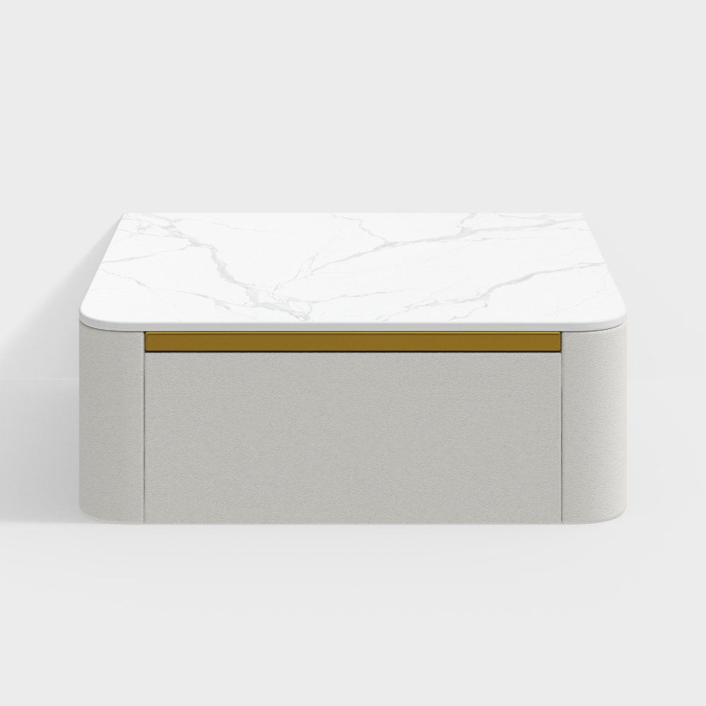 Weiß Moderner schwebender Nachttisch mit 1 Schublade & gesinterter Steinplatte