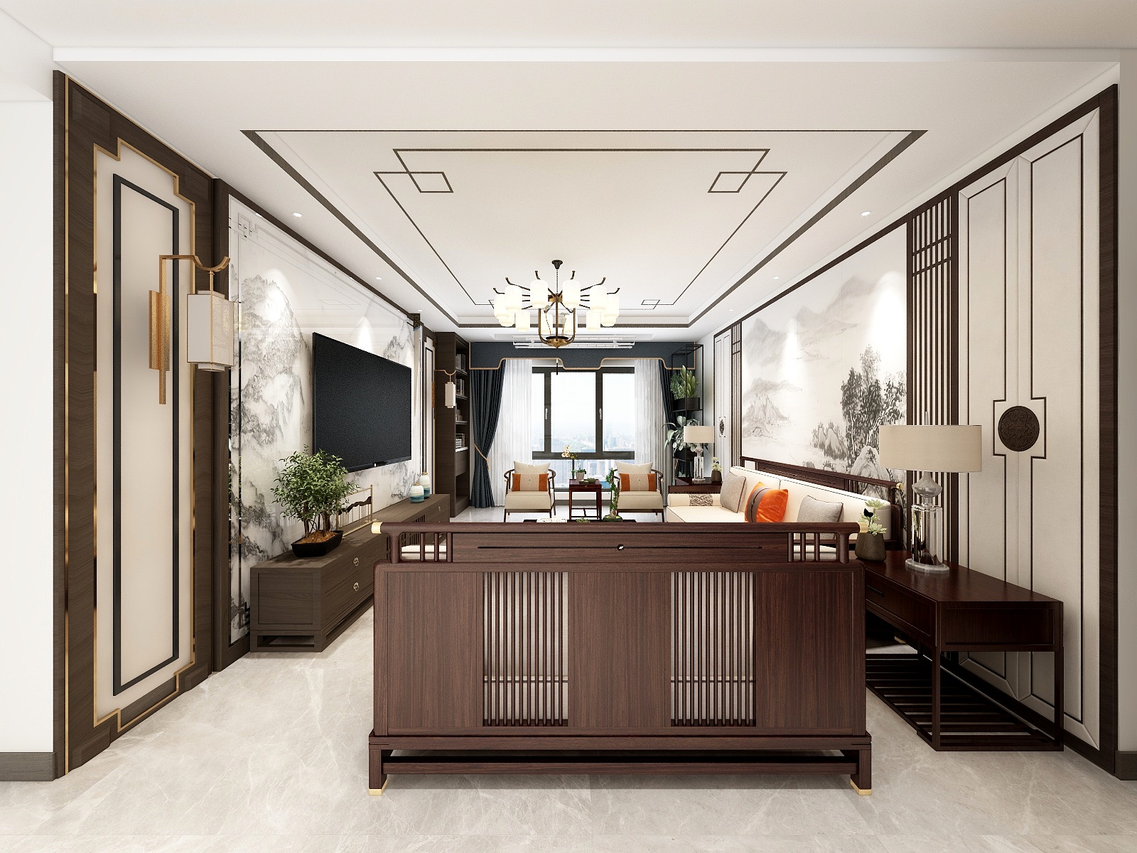 宋雯霞-132平方新中式装修效果图