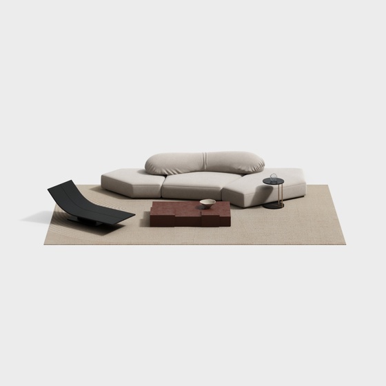 Wabi-Sabi Style Fabric Sectional Sofa