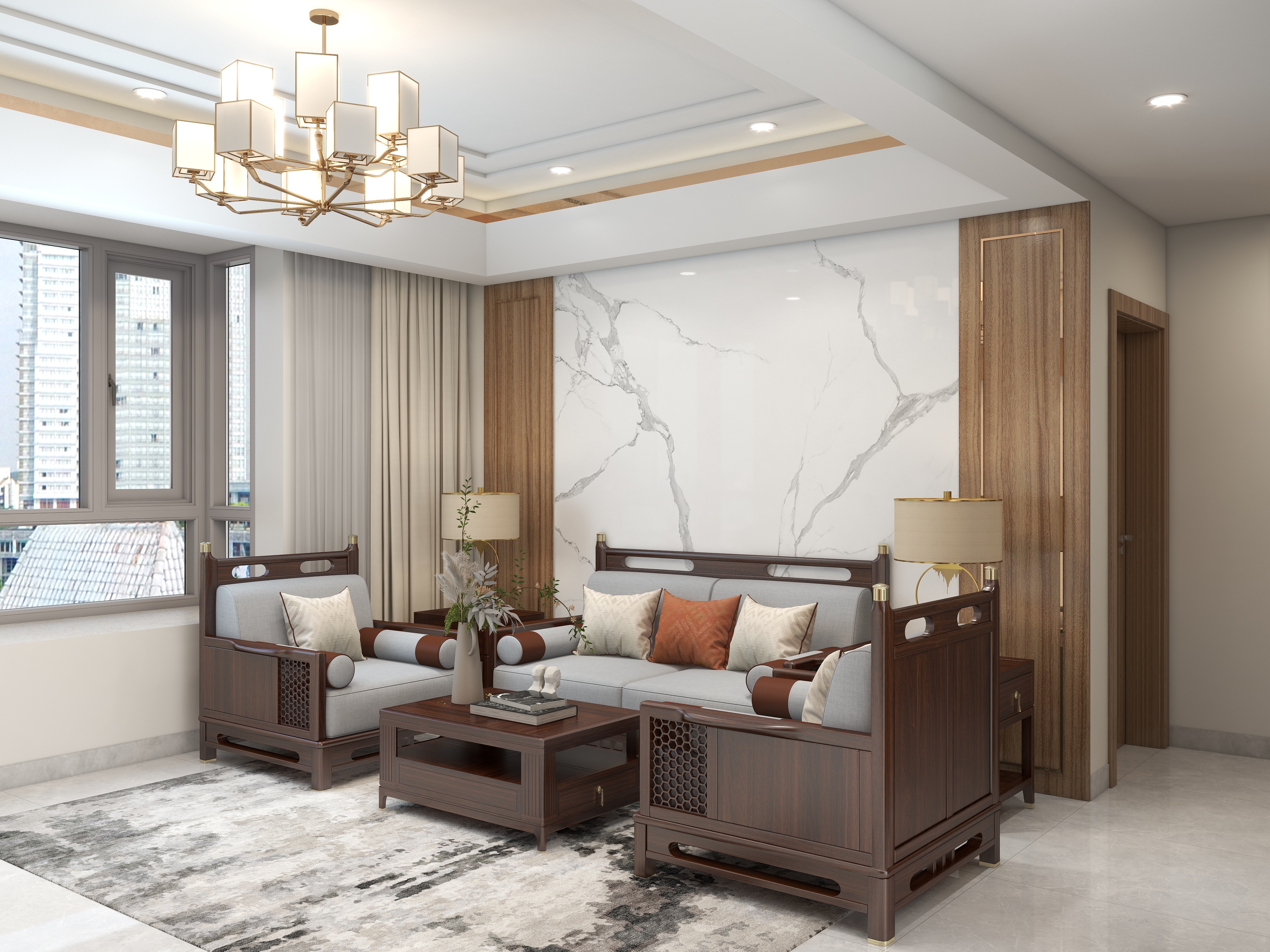 设计师楚巍-人防花园113㎡4室装修效果图