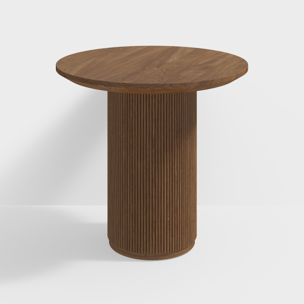 Japandi 800mm Round Small Dining Table for 2 Person Walnut Wood Tabletop