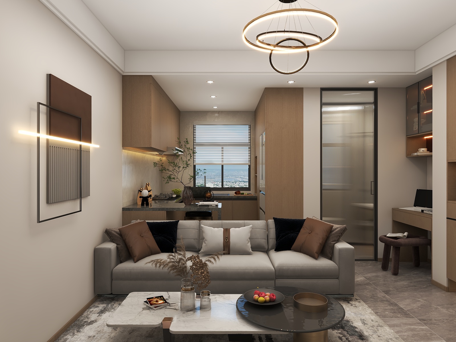 吴爽-轻奢新中式两室设计装修效果图