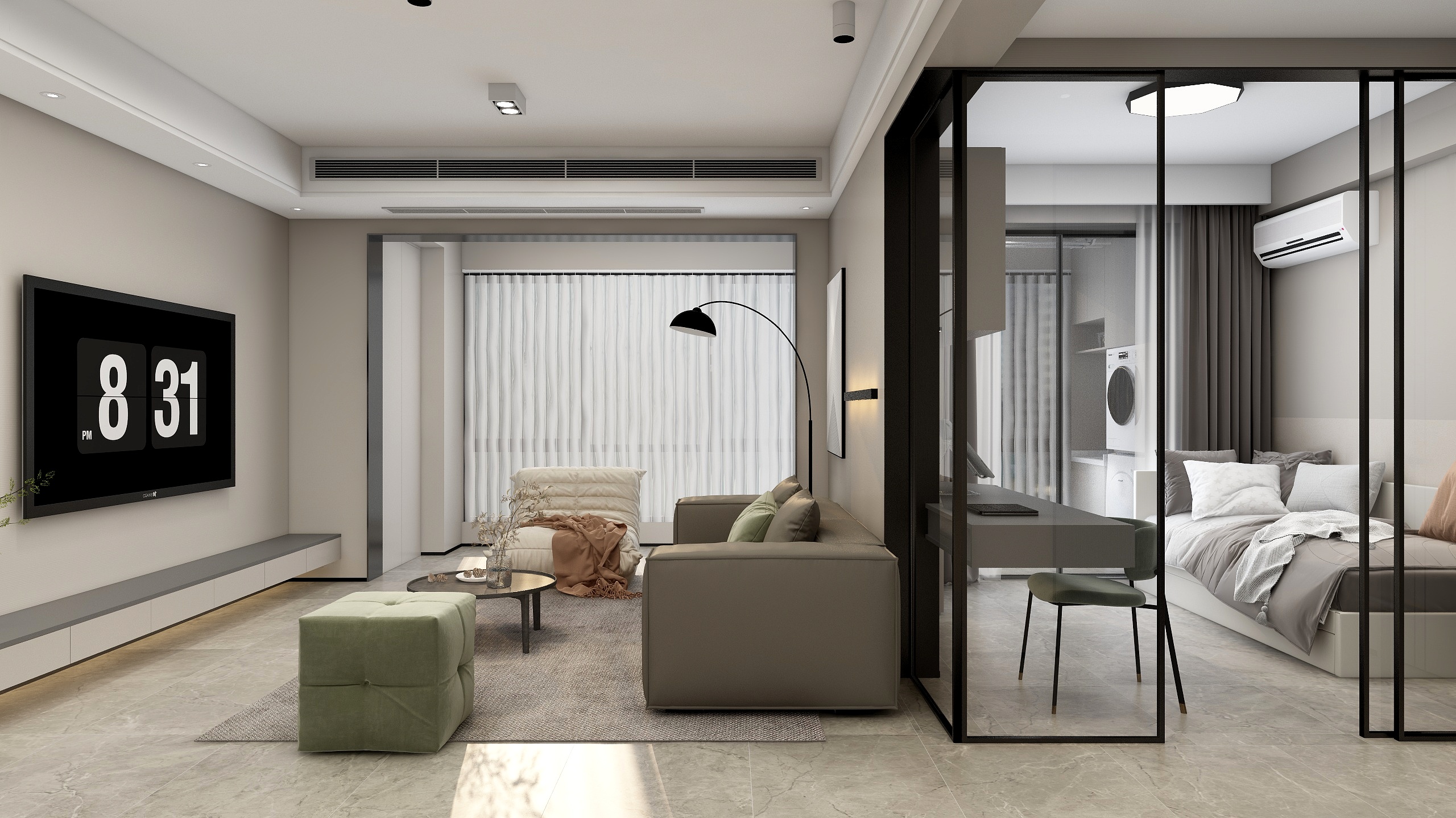 张煜强煜境设计-大悦现代简约106平米装修效果图