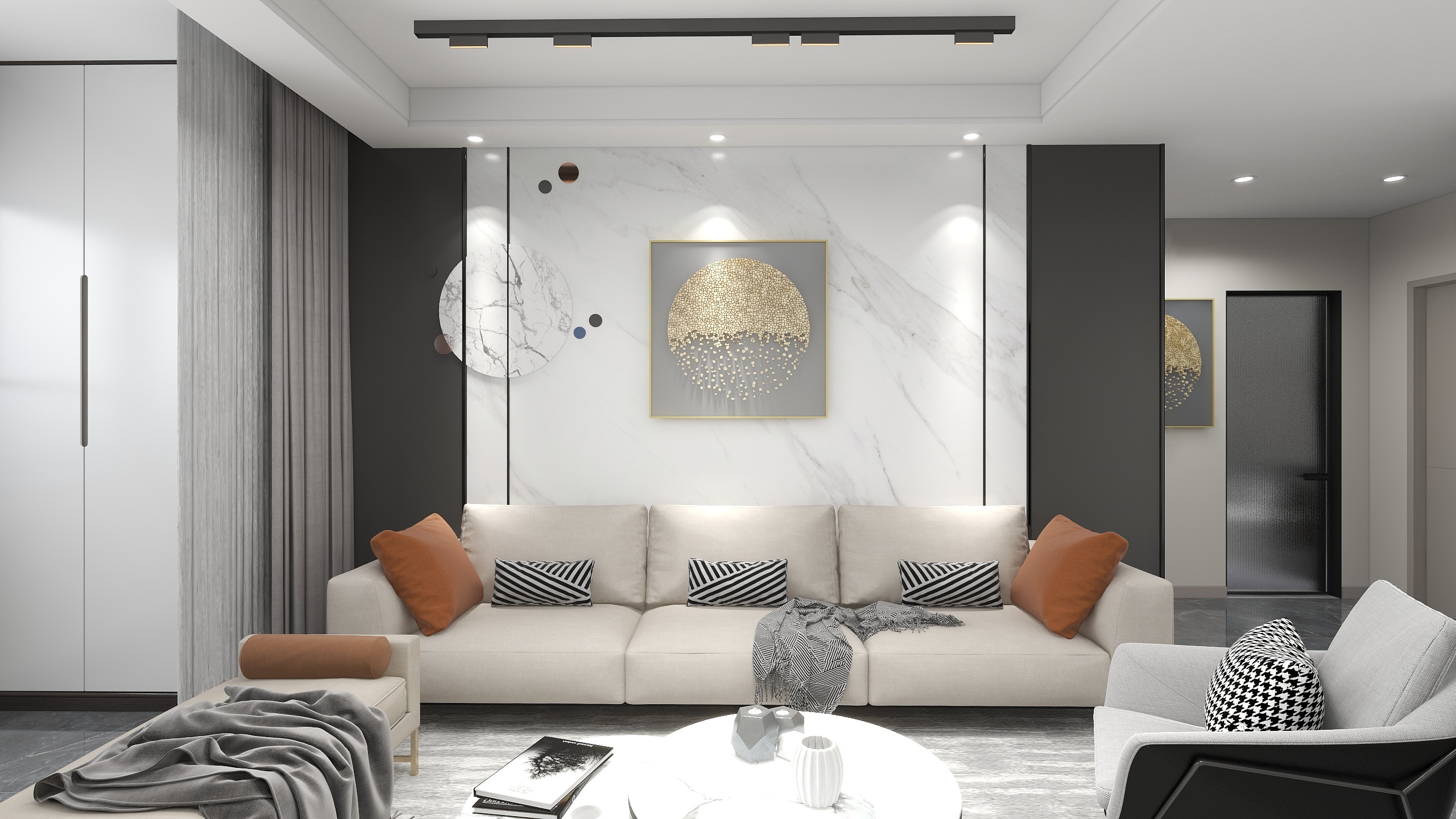 李青越-103方现代轻奢风格三居室装修效果图