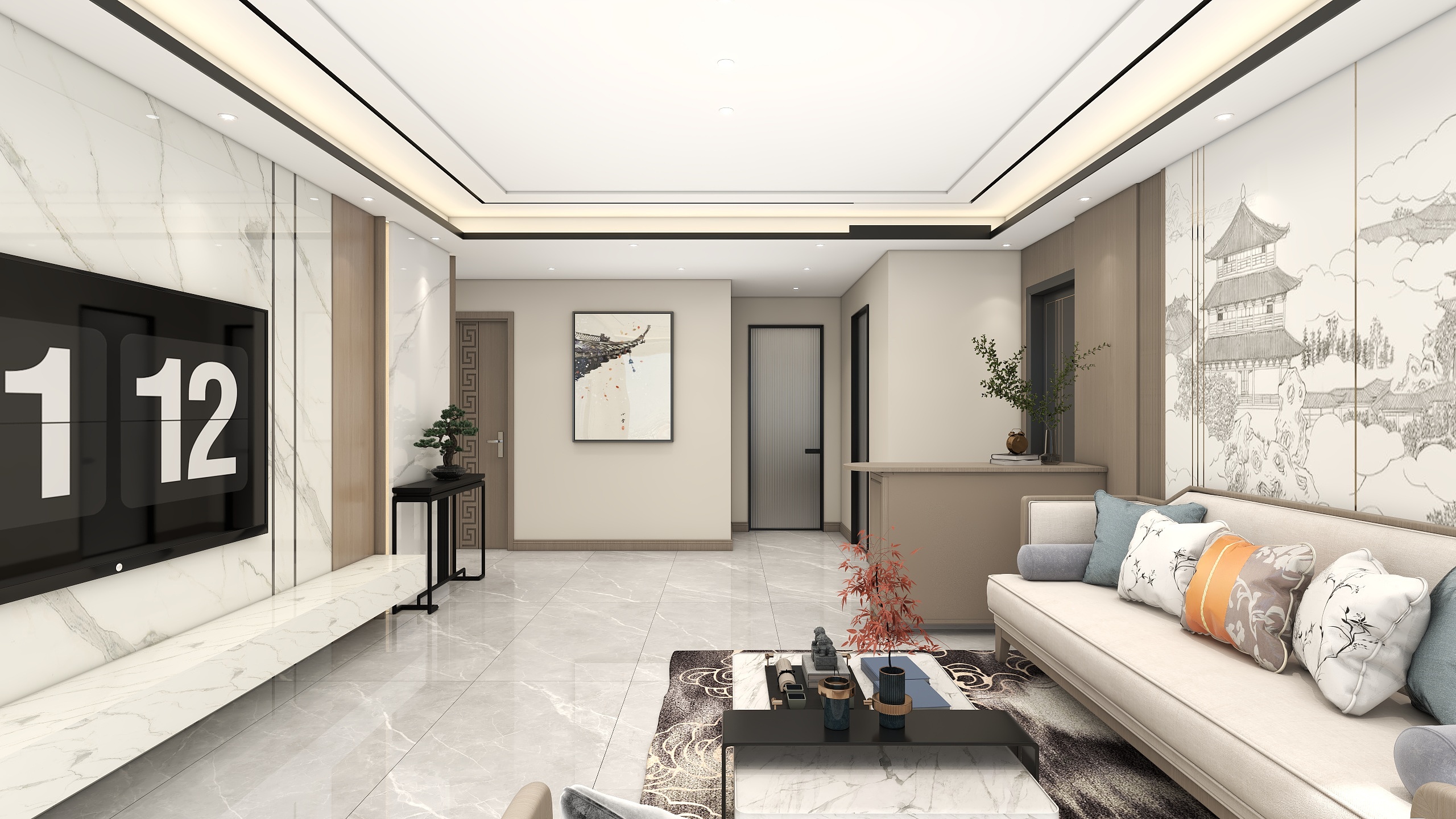 李青越-125平新中式三居室装修效果图