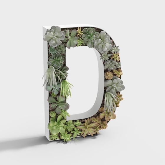 3D Green Plant Letter D Model