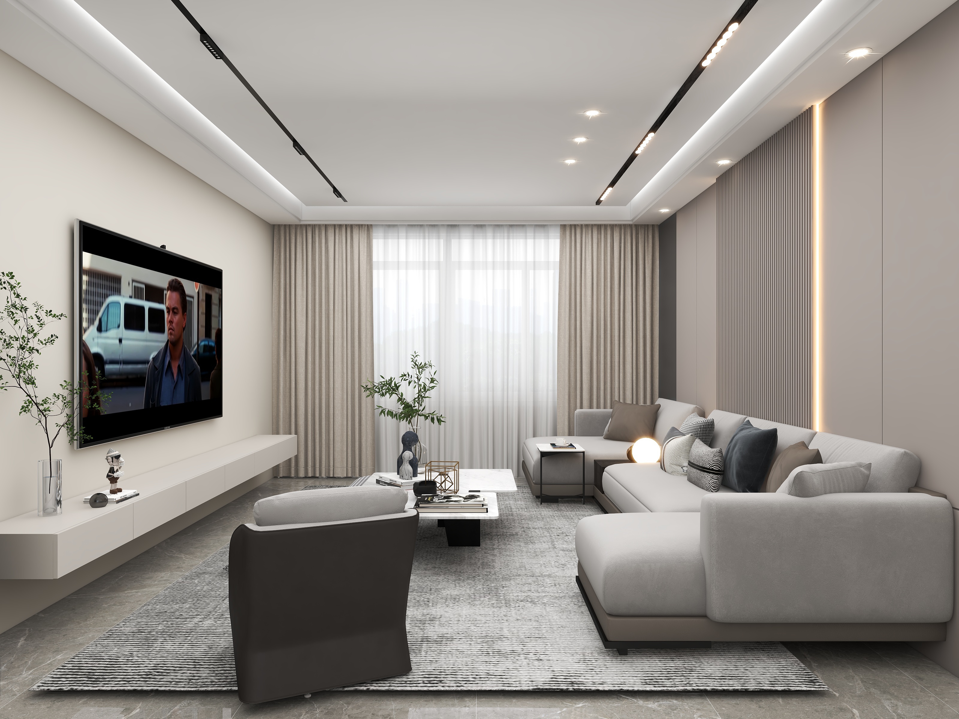 壹诺设计工作室-123㎡4室-现代简约装修效果图