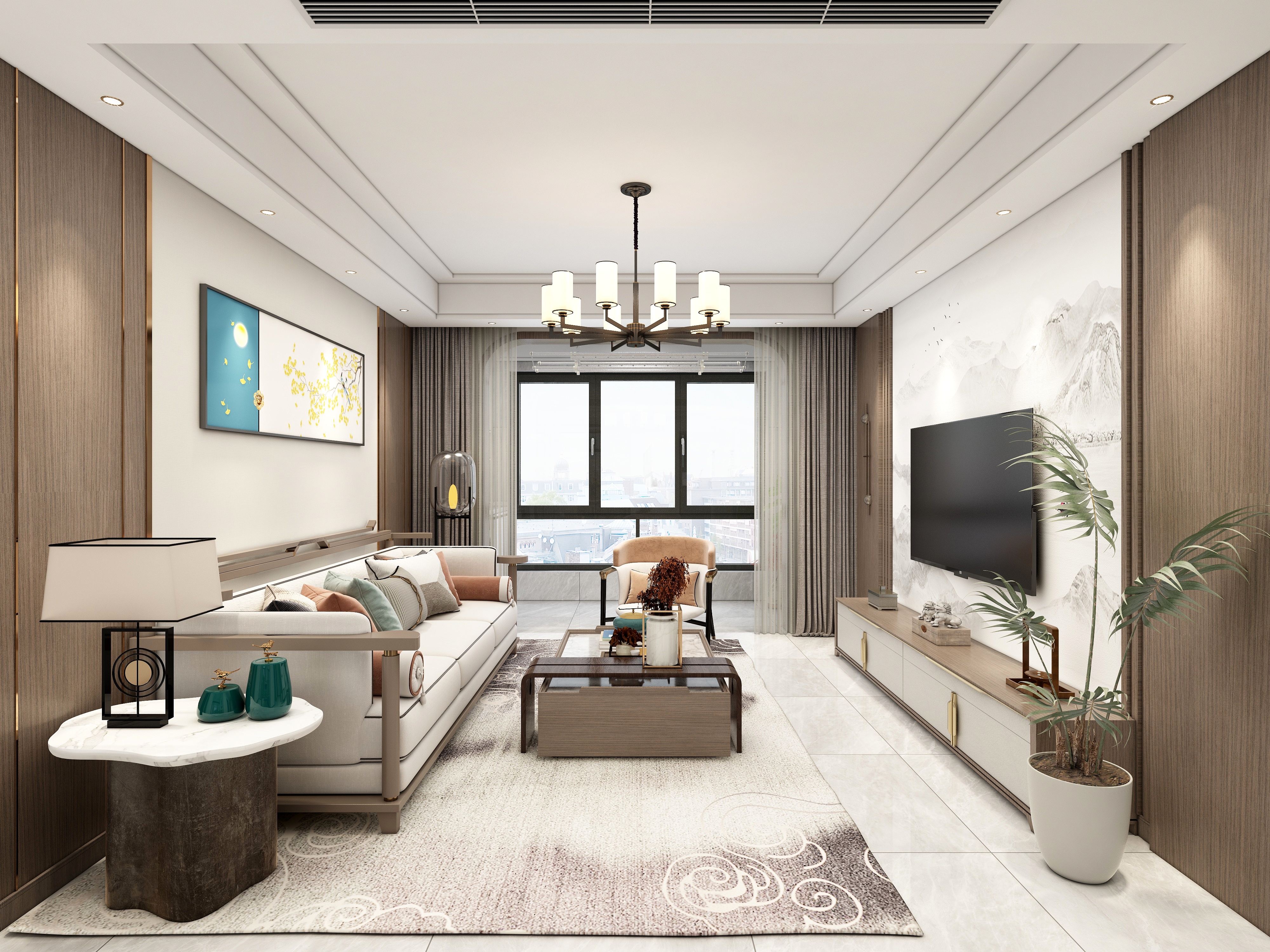 设计丨张超杰-116平方新中式三室两厅装修效果图