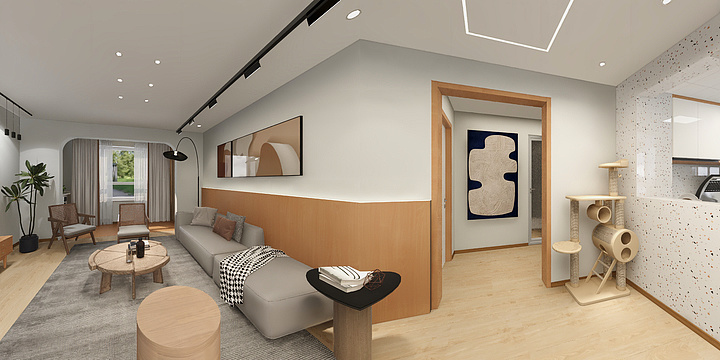 方岩室内线上工作室-博士小镇三室户型-装修设计方案