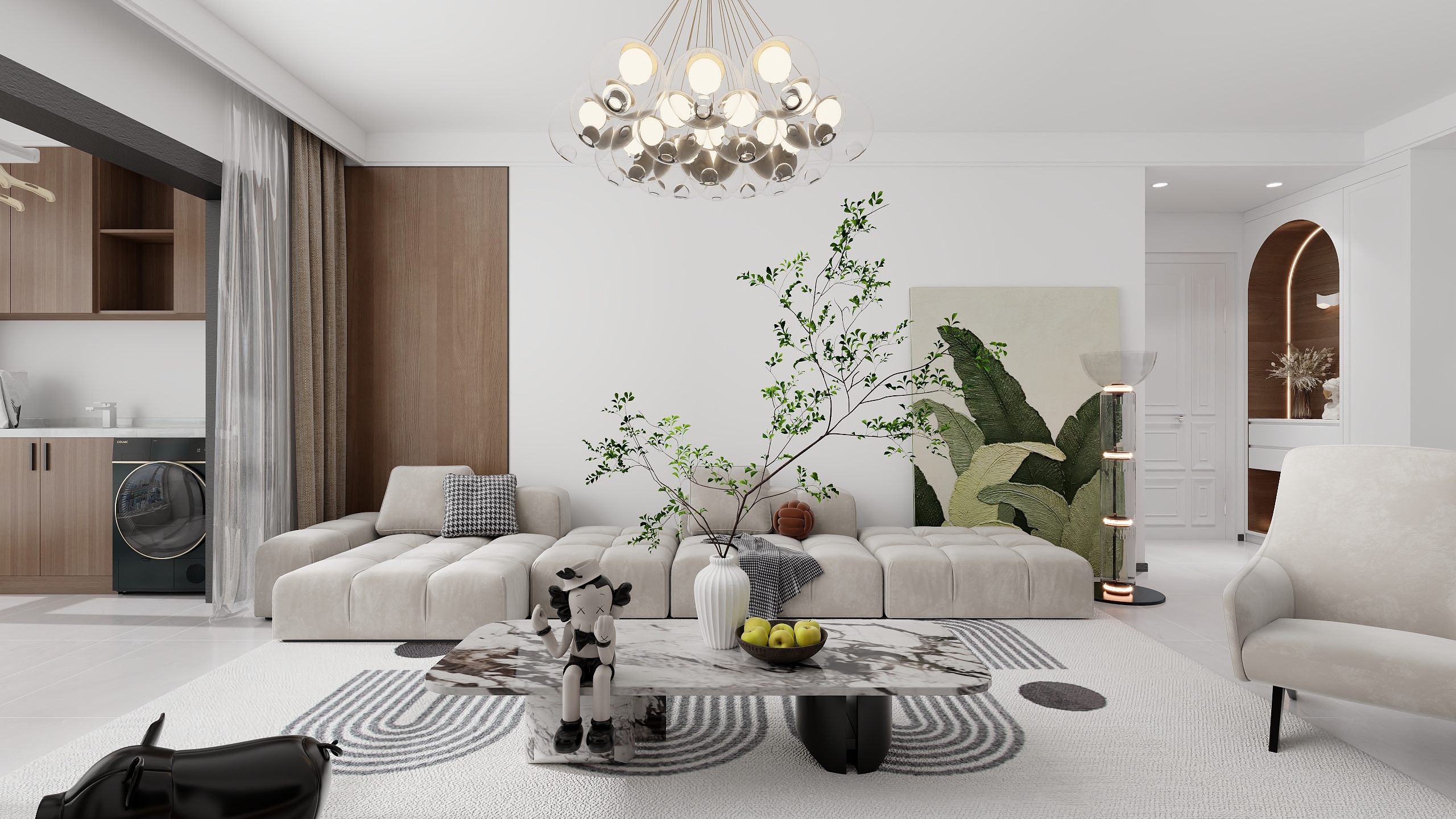 柳渡-枫林小镇现代奶油风混搭装修效果图