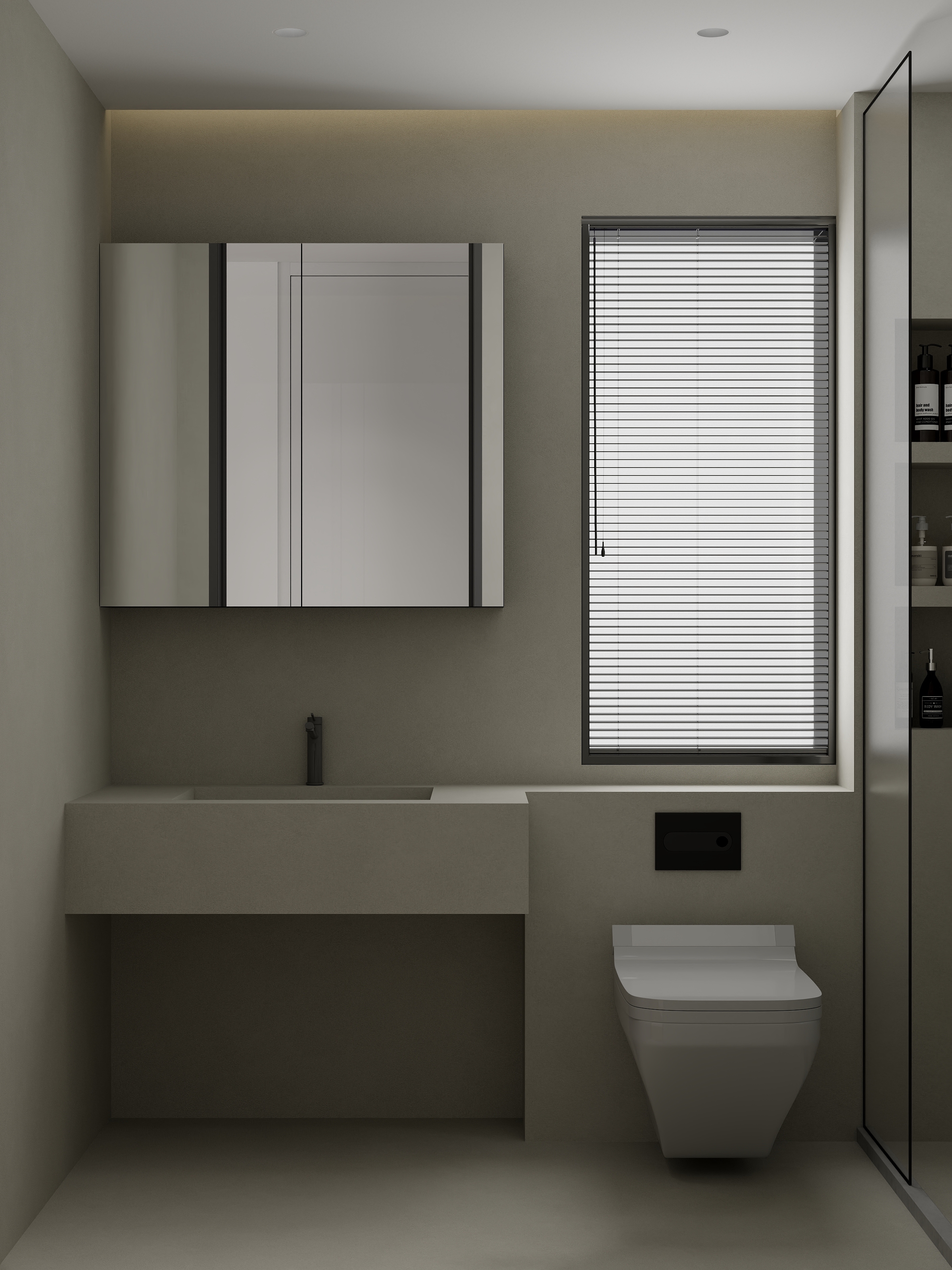 常科-《首开琅樾》极简黑白灰｜大平层高级住宅一层主卫装修效果图第2张