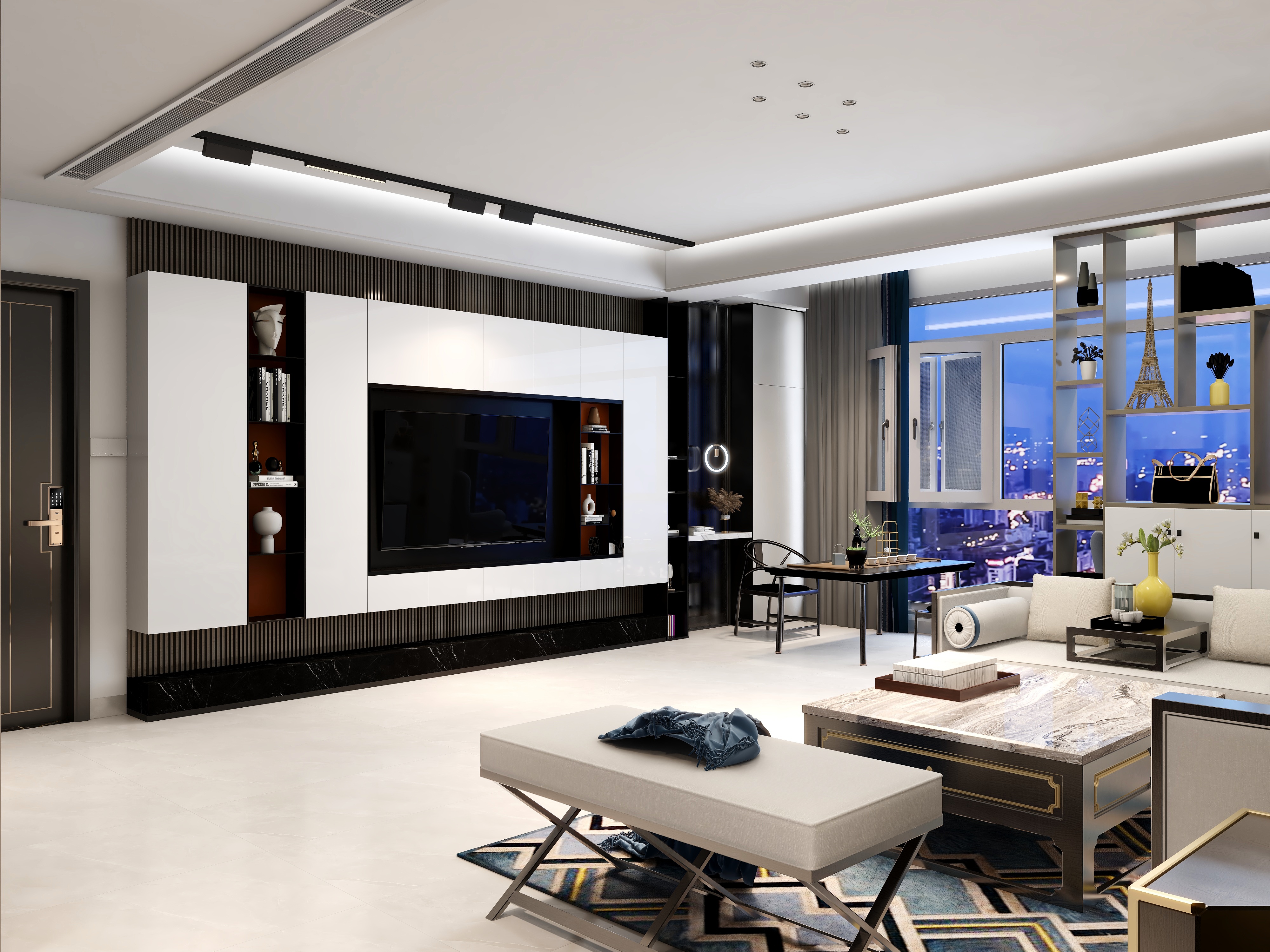 深圳市粤皓装饰设计工程有限公司-万和豪庭现代简约135㎡4室-装修设计方案