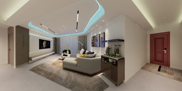 鹏庭装饰设计-公馆一号1-2-2801栋全景图-装修设计方案