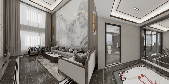 吉莉-新中式双层五房两厅带露台别墅-装修设计方案