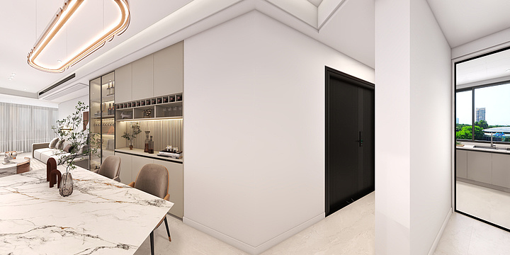 QX-Design-现代简约暖色三室-装修设计方案